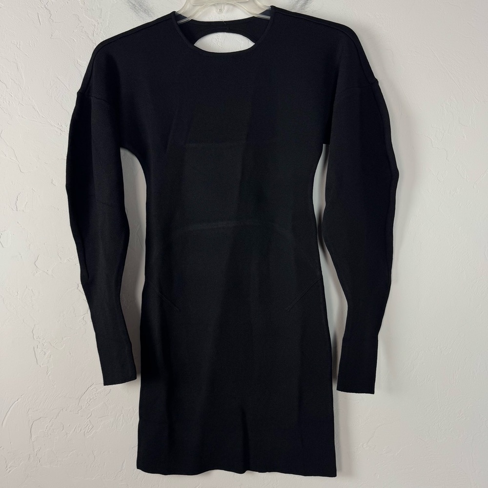 Esteban Cortazar Collective Dress Fitted Bodycon Crepe Knit Textured Black Solid